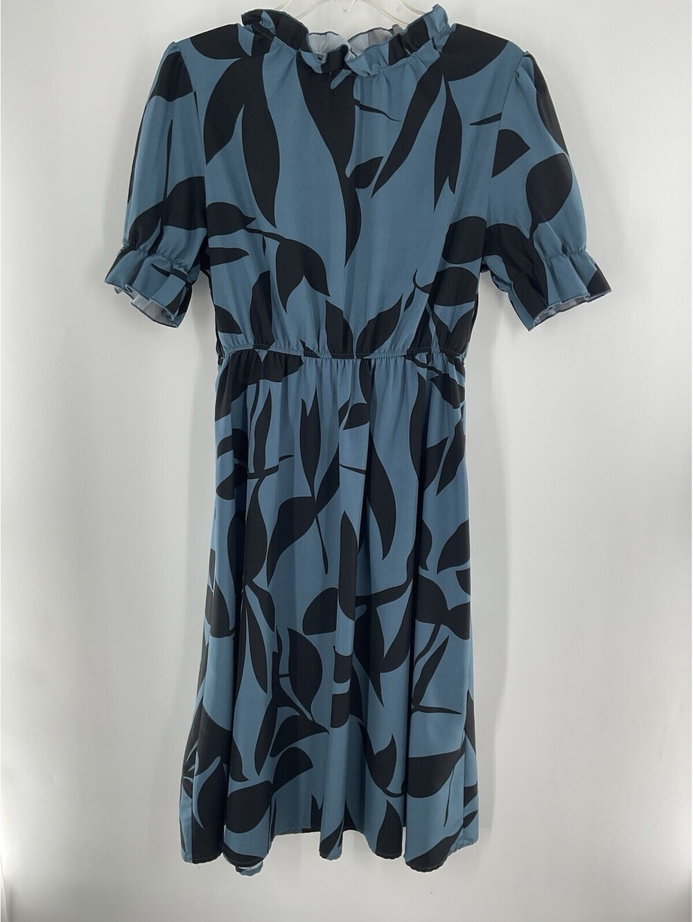 SHEIN Women’s Size Large High Neck Blue And Black Dress Midi Fit And Flare 146